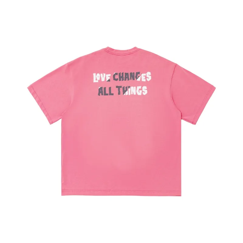 WOOD SOON Crew Neck Loose Fit Color Block Letter Print Top Unisex-6