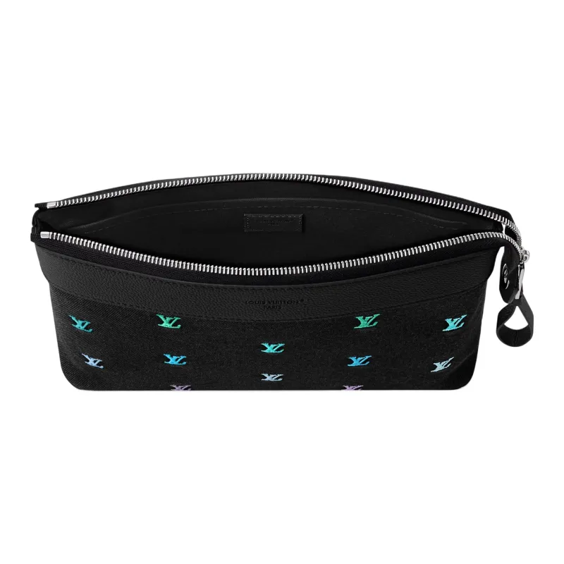 LOUIS VUITTON Denim Clutch Men's Black-3