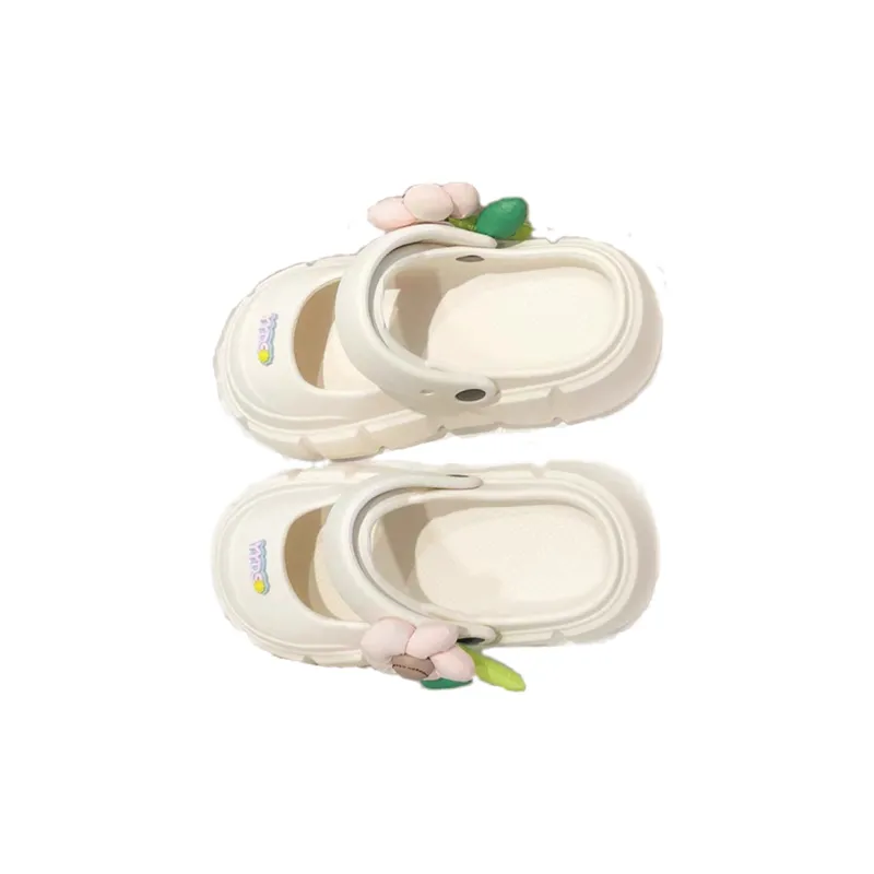Gentle Welcome Cute Floral Slippers Height Increasing Platform Squashy And Bouncy Feeling Closed Toe Slippers-0