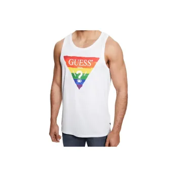 GUESS Eco Pride Logo Tank T-Shirt Men's White