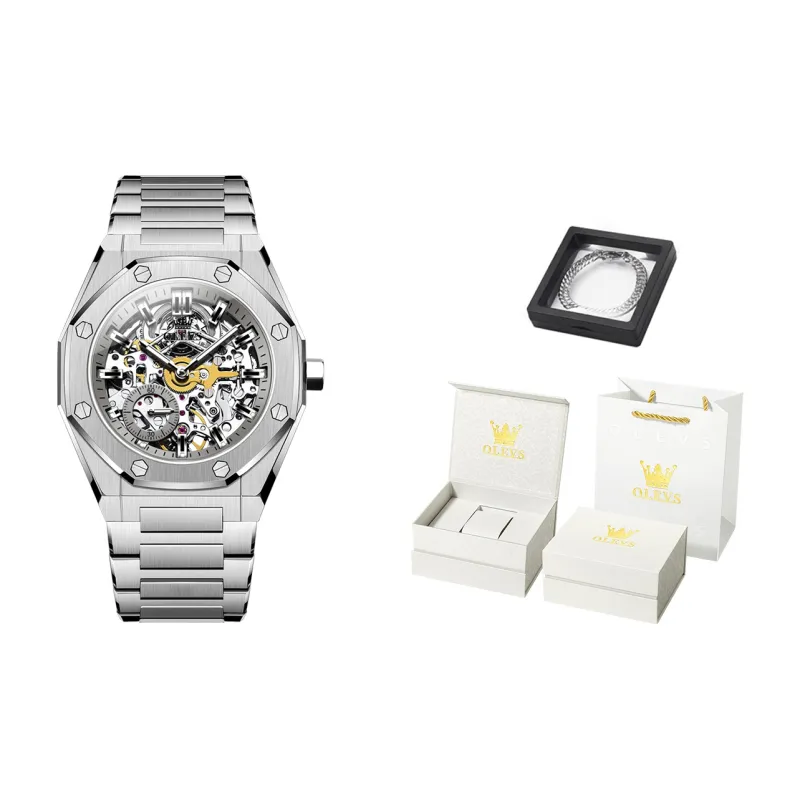 OLEVS Play The Cool Series Mechanical Movement Watch Men's Watches White Dial-6