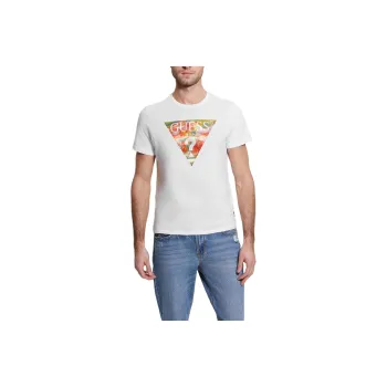 GUESS Abstract Triangle Logo Tee T-Shirt Men's White