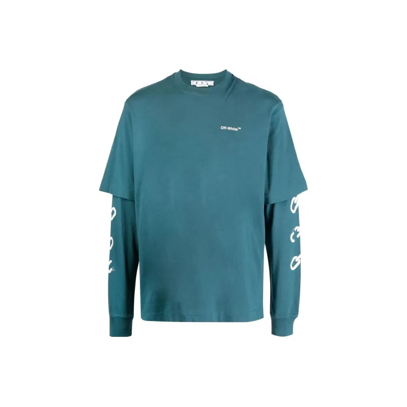 OFF WHITE Chain Arrow Double L/S Duck Tee-0