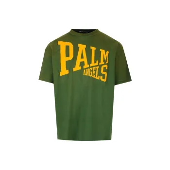 PALM ANGELS Vintage Look College Logo T Shirt