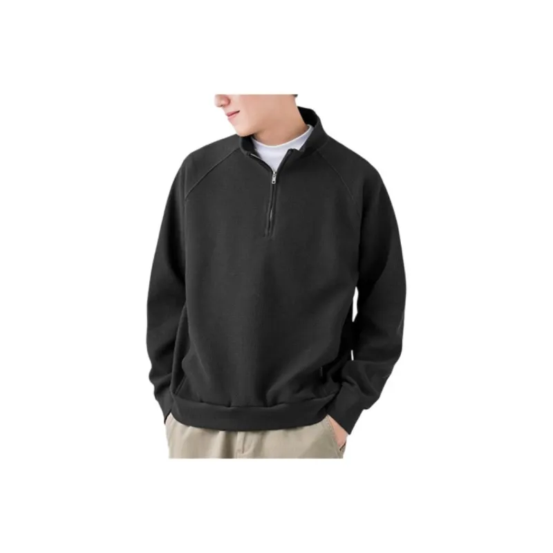 WOOD SOON Loose Fit Pullover Long Sleeved Versatile Solid Color T Shirt Men's-2