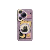 Empty Board Black Cat Journal Purple Round Frame 715