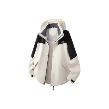 Feiyue Water Resistant Windproof Warm Water Repellent Cold Resistant Rainproof Windbreaker Jacket Unisex Ivory White