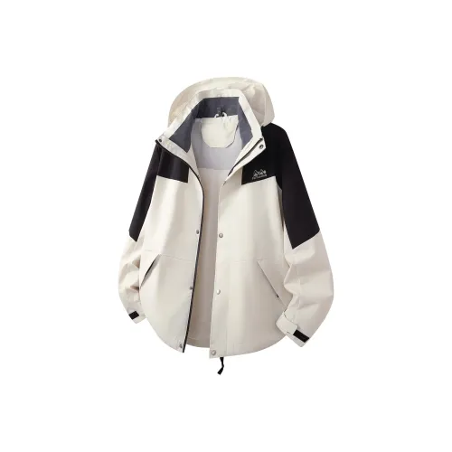 Feiyue Water Resistant Windproof Warm Water Repellent Cold Resistant Rainproof Windbreaker Jacket Unisex Ivory White