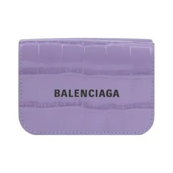 Balenciaga Cow Leather Wallet Mini Women's Light Purple