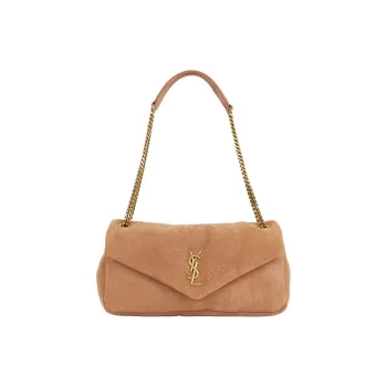 SAINT LAURENT Calypso Lambskin Shoulder Bag Medium Size Women's Khaki