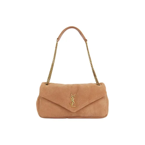 SAINT LAURENT Calypso Lambskin Shoulder Bag Medium Size Women's Khaki