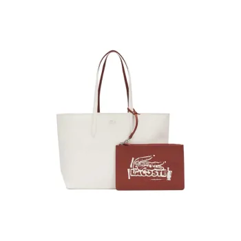 LACOSTE PVC Tote Bag, Shopping Bag, Shoulder Bag Tubas Women's Ecru & Brown