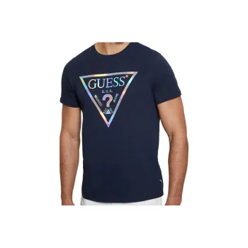GUESS Iridescent Signature Tee T-Shirt Men's Blue