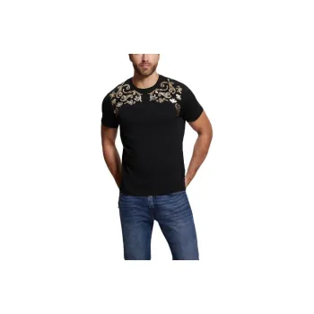 GUESS FW23 Eco Metallic Baroque Tee T-Shirt Men's Black