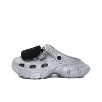 OUBT Urban Techwear, 3D Effect Pocket Design Clogs Unisex Silver