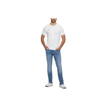 GUESS Crewneck Signature Tee T-Shirt Men's White