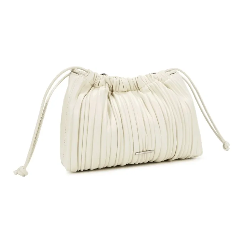 CALVIN KLEIN Synthetic Leather Cloud Bag, One Shoulder Handbag, Crossbody Bag Medium Size Women's Lily White-1
