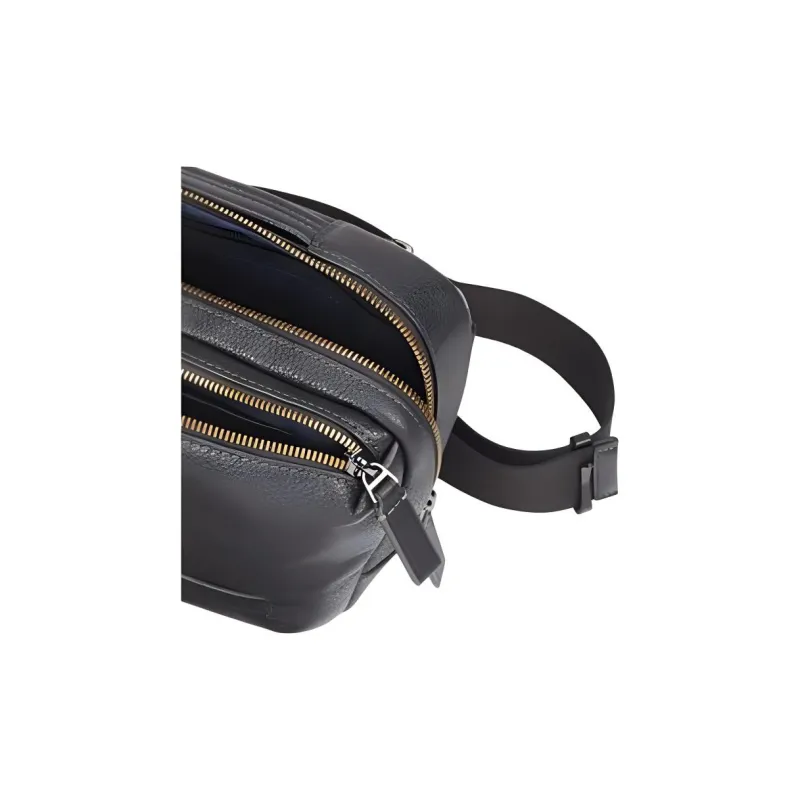 TUMI Leather Sling Bag Fanny Pack Regular Men's Black-4