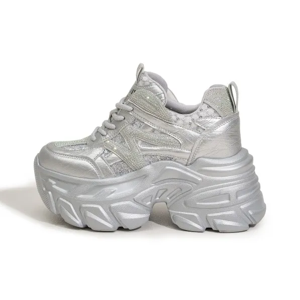 Milan Love Song Breathable Lightweight Height Increasing Low Top Chunky Sneakers Women's-0
