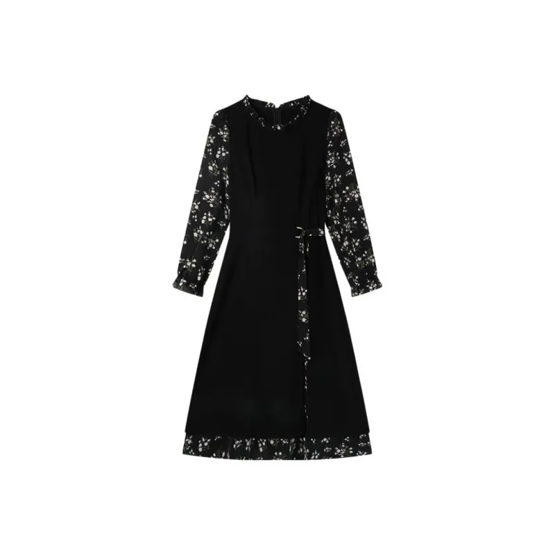 PLANE DRIFT Long Sleeved Dresses Women's Black-1