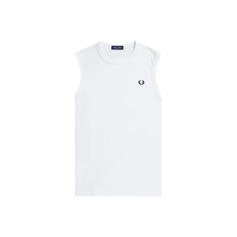 FRED PERRY Crew Neck Vest T-Shirt Men's White-0