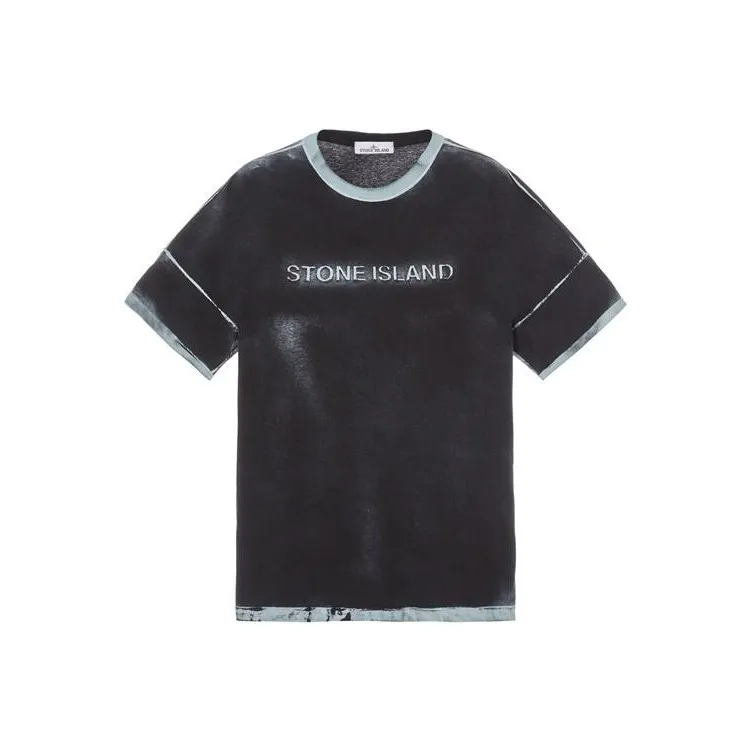 STONE ISLAND STONE ISLAND Hand Sprayed T Shirt Men's Sky Color-0