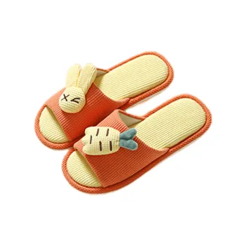 Gentle Welcome Linen Slippers All Season Home Indoor Slip Resistant Quiet Cotton Linen Blend Fabric Floor Home Slippers