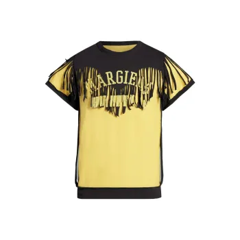 Maison Margiela Logo Prined Fringed T Shirt