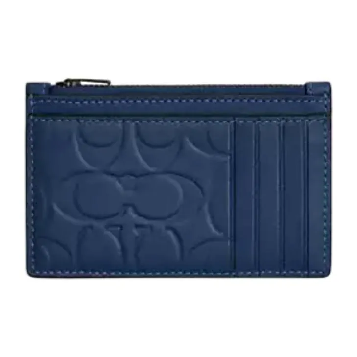 COACH Calfskin Card Holder Regular Men's Blue-1