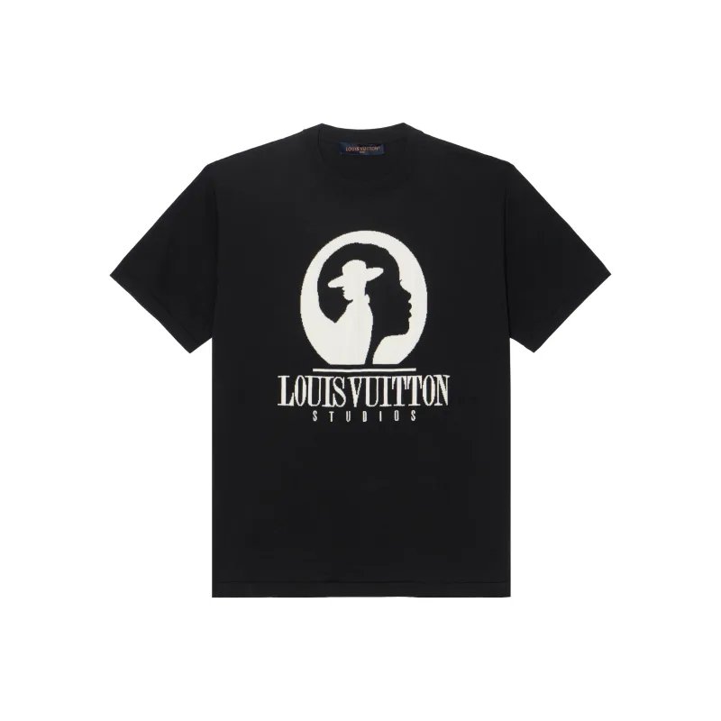 Lv Short Sleeved Cotton Intarsia Crewneck-0