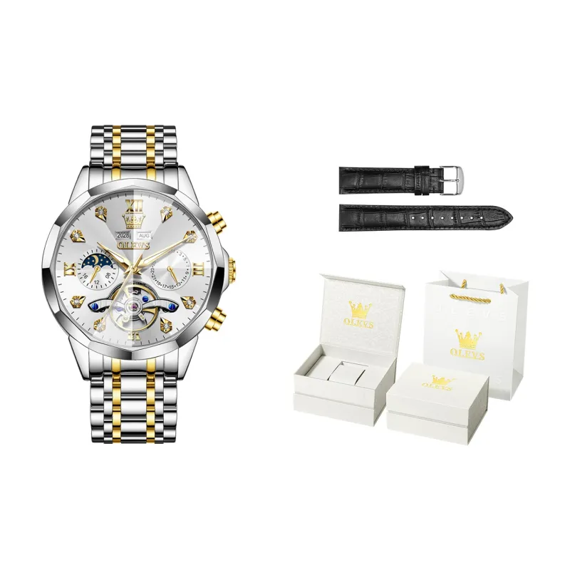 OLEVS Play The Cool Series Mechanical Movement Stainless Steel Watchband Watch Men's Watches Black Dial-18