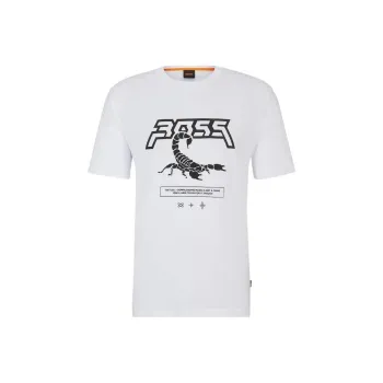 HUGO BOSS Cotton Jersey T Shirt With Seasonal Artwork T Shirt Men's White