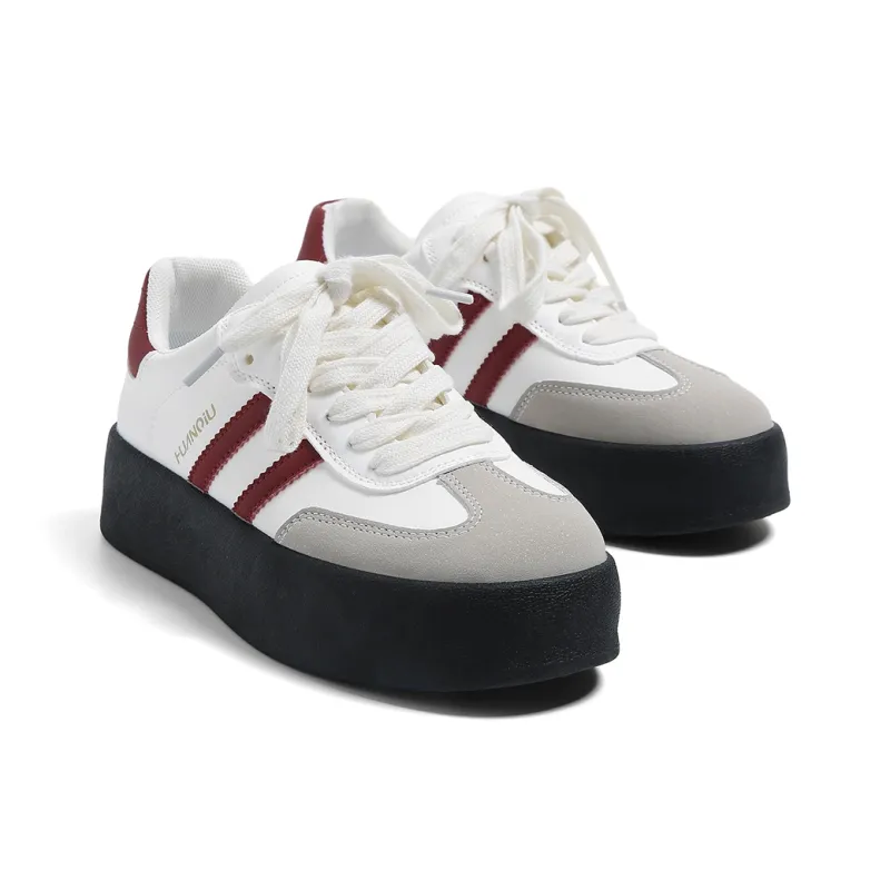 HUANQIU Slip Resistant, Abrasion Resistant, Breathable Low Top Skateboard Shoes Women's Burgundy-3