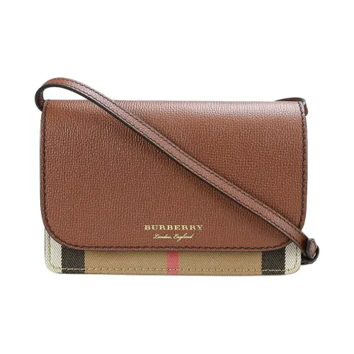 Burberry Vintage Cow Leather Shoulder Bag Crossbody Bag Women's Brown