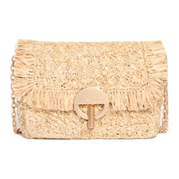 Vanessa Bruno Raffia Shoulder Bag Medium Size Women's Natural