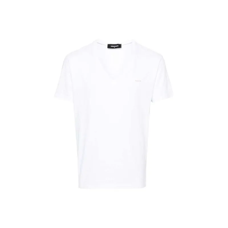 DSQUARED 2 Logo Plaque V Neck T Shirt-0