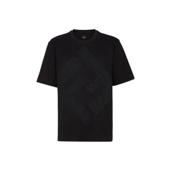 FENDI Print Crew Neck Pullover Short Sleeved T Shirt Men's Black