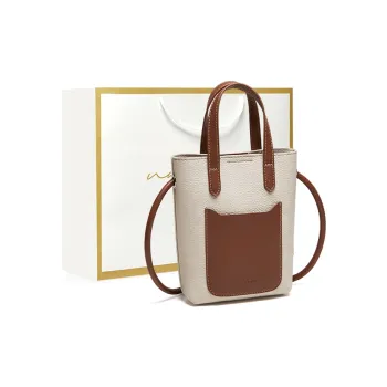 Narandu Cow Leather Patchwork Synthetic Leather Totes Handbags Women's White & Brown/Midnight Black