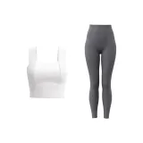 White Tank Top+Sea Rock Gray Pants