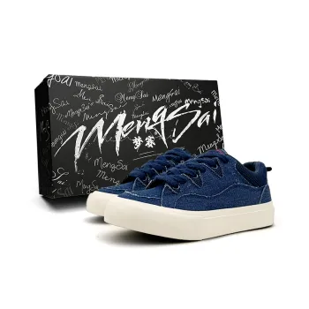 Mengsai Height Increasing Abrasion Resistant Lightweight Low Top Canvas Shoes Unisex Denim Blue