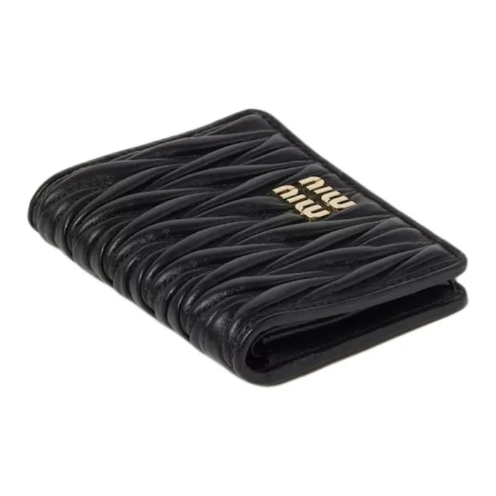 MIU MIU Matelassé Lambskin Wallet Small Size Women's Black-2