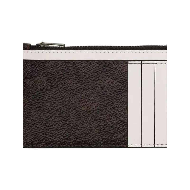 COACH Coated Canvas Card Holder Mini Men's Walnut Wood & Chalk-2