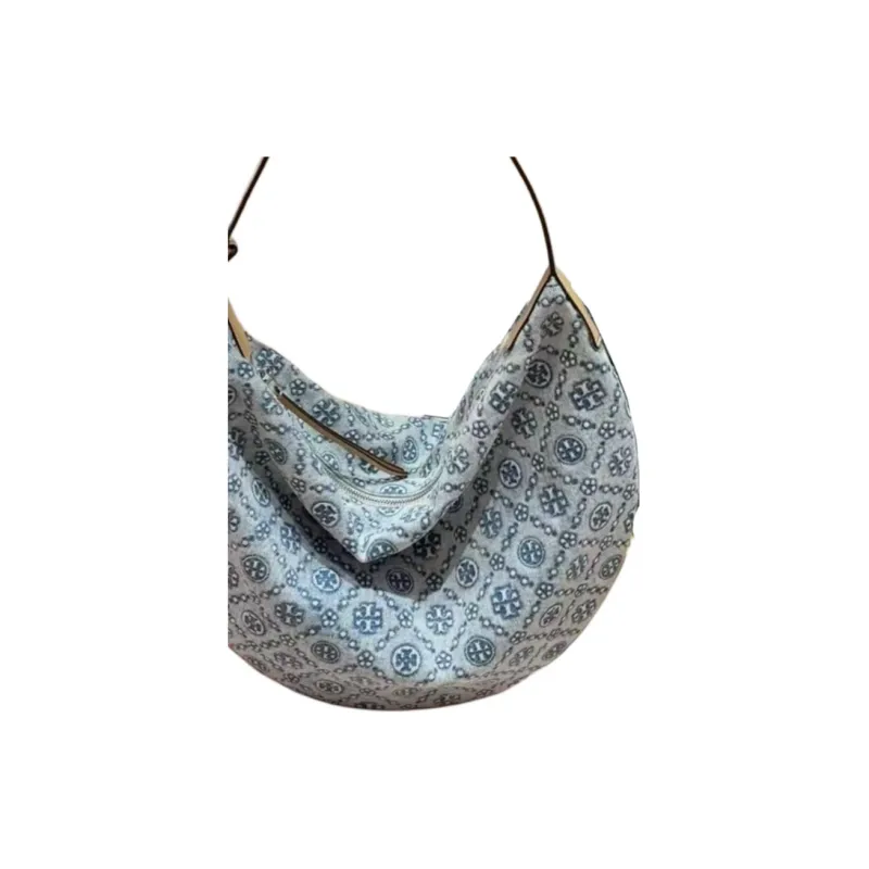 TORY BURCH T Monogram Fabric Crescent Bag, Handbag, Shoulder Bag Women's Powder Blue-3