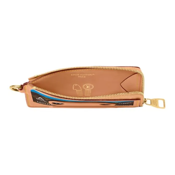 LOUIS VUITTON Cow Leather With Monogram Canvas Card Holder Regular Men's Orange-4