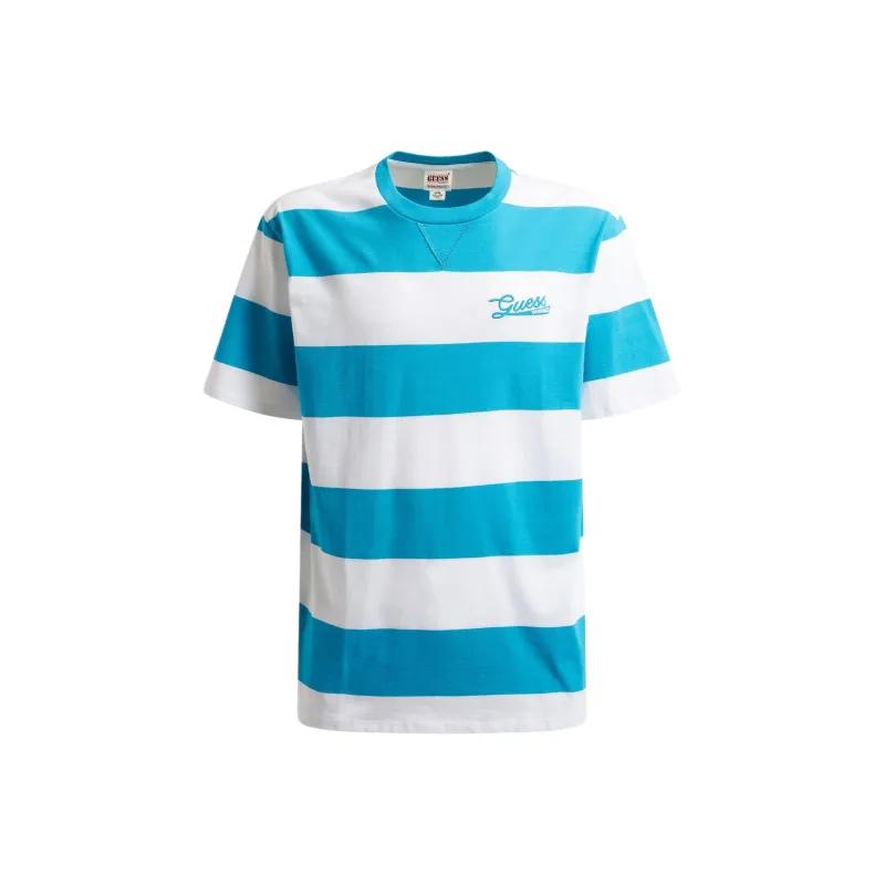 GUESS Striped T Shirt T Shirt Men's Blue-0
