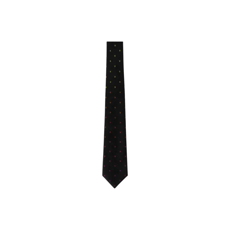 LOUIS VUITTON Mulberry Silk Ties Men's Black-0