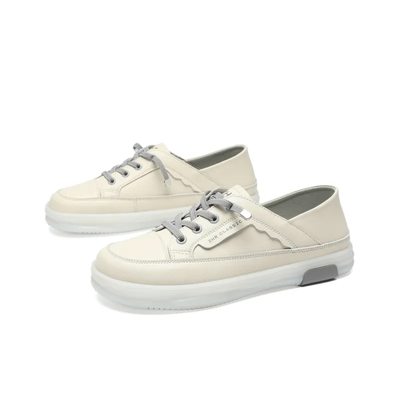 ZHR Flat White Shoes Wear resistant And Lightweight Low Top Skateboard Shoes Women's-2
