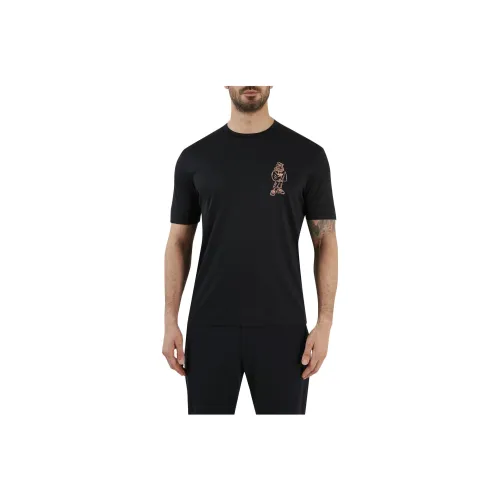 EMPORIO ARMANI Patterned Print Crew Neck Pullover Short Sleeved T Shirt Men's Black