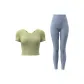 Cardamom Green Top+Gray Lake Blue Pants