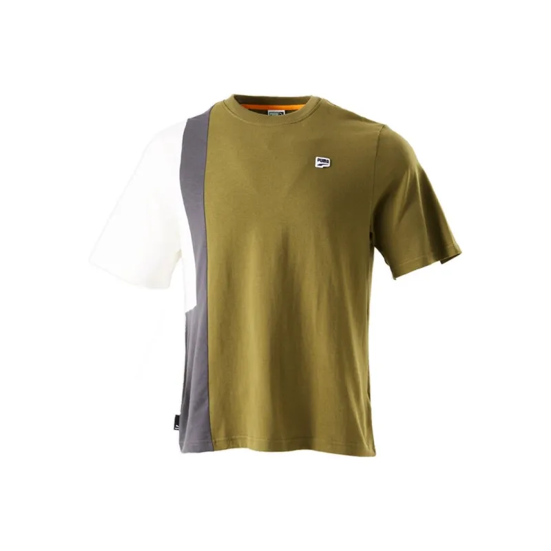 PUMA Drop Shoulder Sleeve T Shirt Unisex Olive Green-0